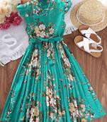 Rama color printed cotton blend fit&flared style dresses