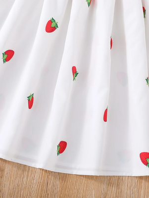 White color printed cotton blend fit&flared style dresses 4