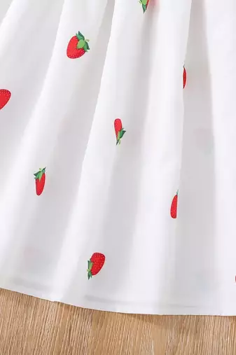 White color printed cotton blend fit&flared style dresses