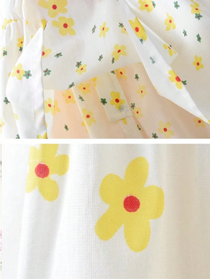 White color printed cotton blend fit&flared style dresses 5