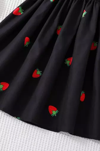 Black color printed cotton blend fit&flared style dresses