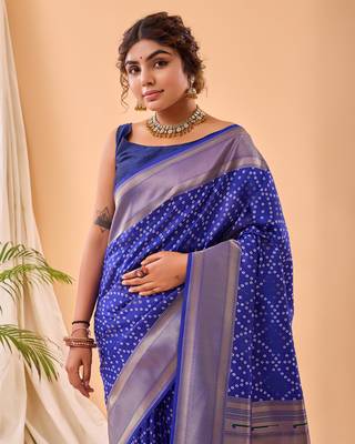 Violet Paithani Silk Saree And Rich Pallu Saree With Blouse For Women 3