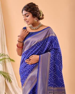 Violet Paithani Silk Saree And Rich Pallu Saree With Blouse For Women 4