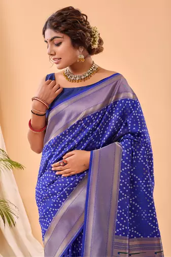 Violet Paithani Silk Saree And Rich Pallu Saree With Blouse For Women