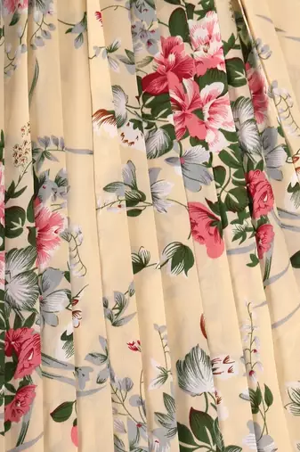 Cream color printed cotton blend fit&flared style dresses
