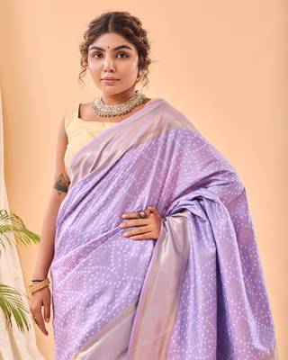 Lavender Paithani Silk Saree And Rich Pallu Saree With Blouse For Women 3