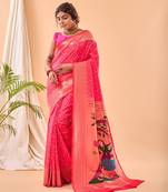 Pink Paithani Silk Saree And Rich Pallu Saree With Blouse For Women
