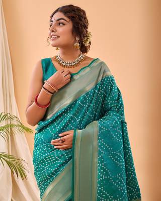 Rama Paithani Silk Saree And Rich Pallu Saree With Blouse For Women 3