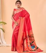 Red Paithani Silk Saree And Rich Pallu Saree With Blouse For Women