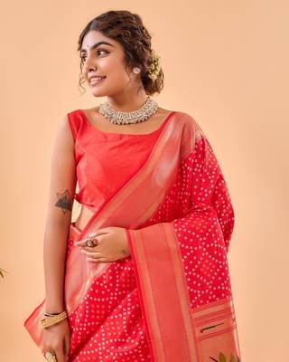Red Paithani Silk Saree And Rich Pallu Saree With Blouse For Women 5