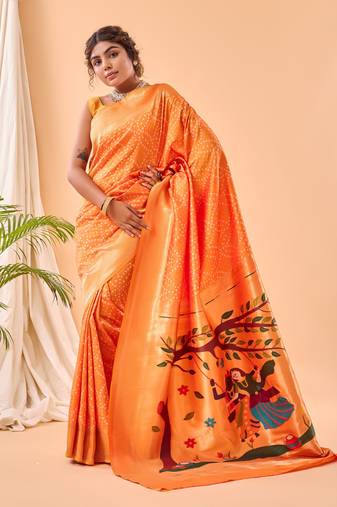 Yellow Paithani Silk Saree And Rich Pallu Saree With Blouse For Women