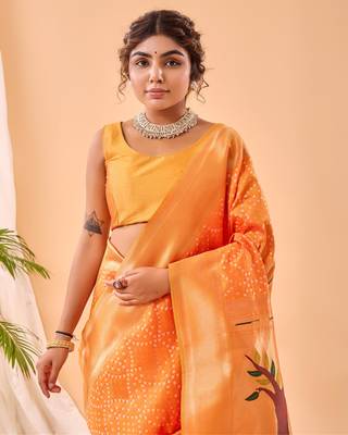 Yellow Paithani Silk Saree And Rich Pallu Saree With Blouse For Women 3