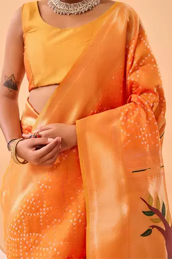 Yellow Paithani Silk Saree And Rich Pallu Saree With Blouse For Women