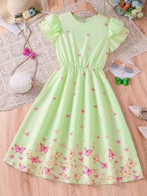 Pista color printed cotton blend fit&flared style dresses 1