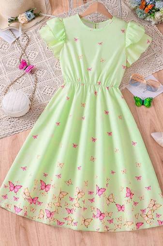 Pista color printed cotton blend fit&flared style dresses