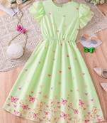 Pista color printed cotton blend fit&flared style dresses