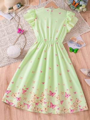 Pista color printed cotton blend fit&flared style dresses 2