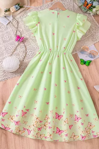 Pista color printed cotton blend fit&flared style dresses