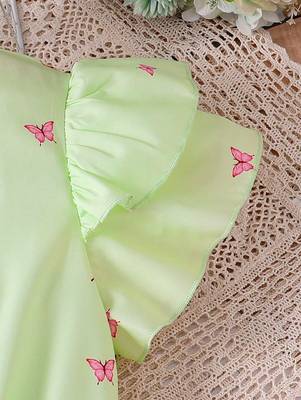 Pista color printed cotton blend fit&flared style dresses 5