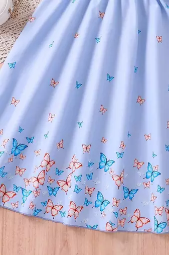 Lavender color printed cotton blend fit&flared style dresses