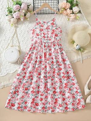 Multi color printed cotton blend fit&flared style dresses 1