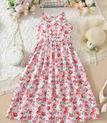 Multi color printed cotton blend fit&flared style dresses