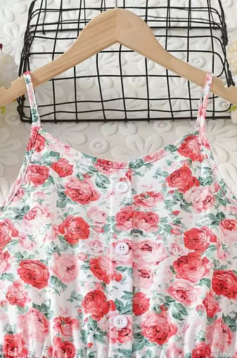 Multi color printed cotton blend fit&flared style dresses