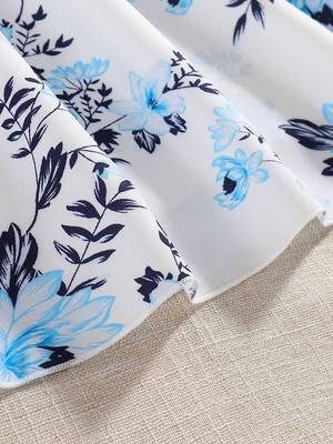 Sea foam white color printed cotton blend fit&flared style dresses 5