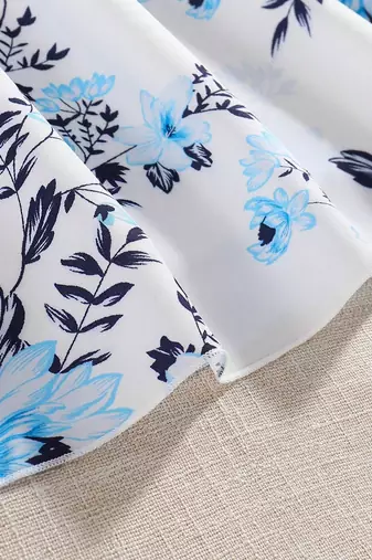 Sea foam white color printed cotton blend fit&flared style dresses