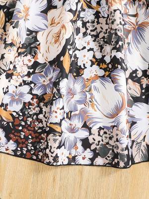 Black color printed cotton blend fit&flared style dresses 5