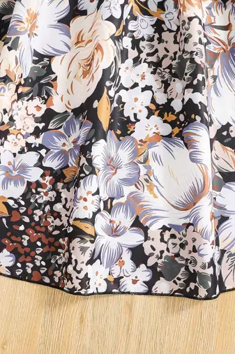 Black color printed cotton blend fit&flared style dresses