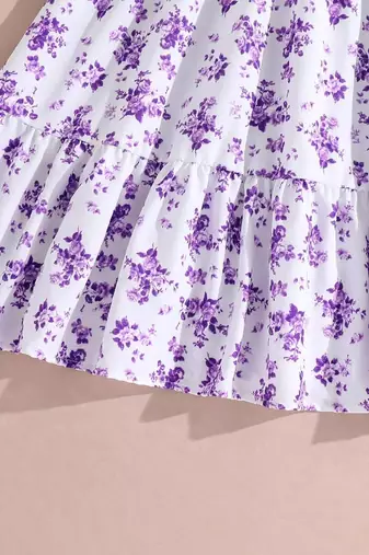 Purple color printed cotton blend fit&flared style dresses