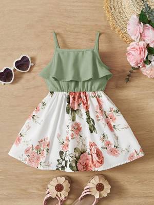 Pista color printed cotton blend fit&flared style dresses 1