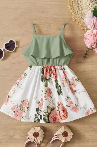 Pista color printed cotton blend fit&flared style dresses