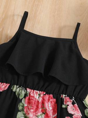 Black color printed cotton blend fit&flared style dresses 4