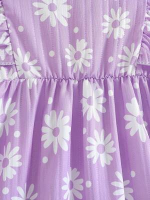 LAVENDER color printed cotton blend fit&flared style dresses 4