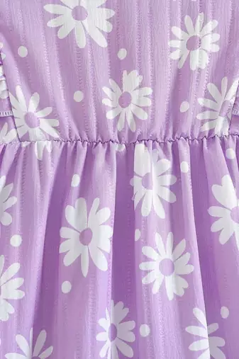 LAVENDER color printed cotton blend fit&flared style dresses