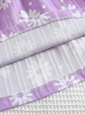 LAVENDER color printed cotton blend fit&flared style dresses 5