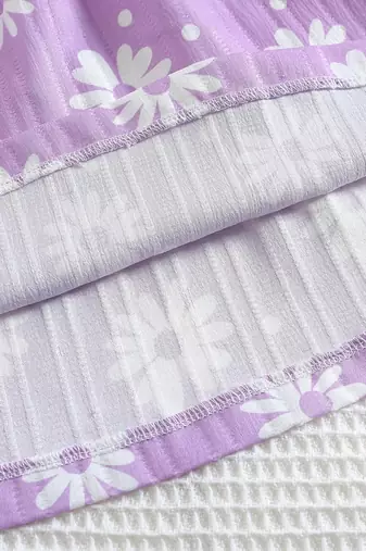 LAVENDER color printed cotton blend fit&flared style dresses