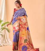 Violet Paithani Silk Saree And Rich Pallu Saree With Blouse For Women