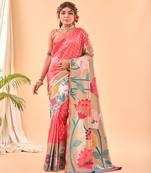 Pink Paithani Silk Saree And Rich Pallu Saree With Blouse For Women