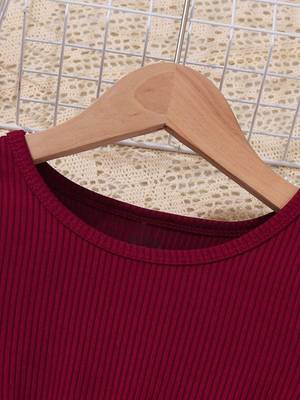 Maroon color printed cotton blend fit&flared style dresses 3