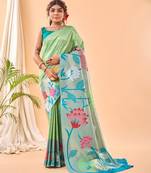 Pista Green Paithani Silk Saree And Rich Pallu Saree With Blouse For Women
