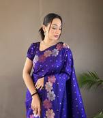 Violet Soft Silk Copper And Gold Weaving Saree