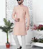 pink jacquard silk indo-western