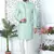 green jaqurd silk sherwani