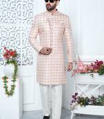 Pink jaqurd silk indo-western