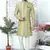 green jaqurd silk sherwani