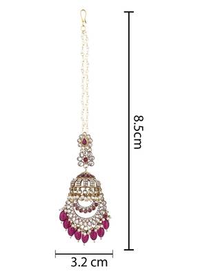 traditional kundan & pearl dangle jhumka earrings with attachable ear chain for women  5