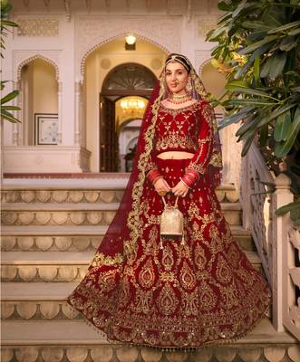 MAROON VELVET LEHENGA EMBROIDERY WORK 1